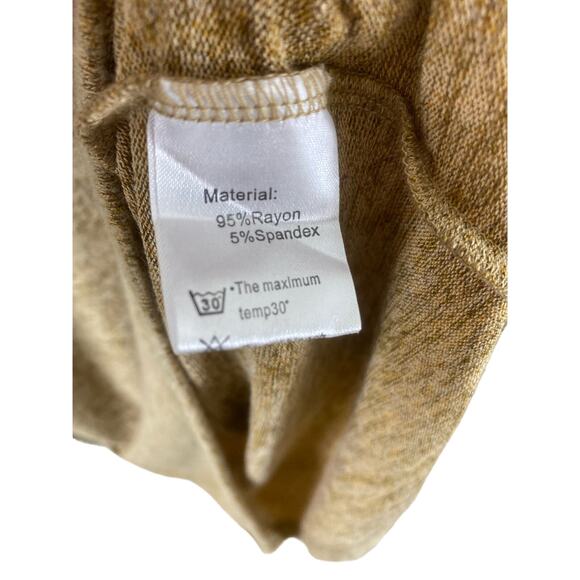 Weaczzy Long Sleeve Cowl Neck Lightweight Stretchy Gold Sweater Button Size L - Picture 5 of 6